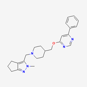 molecular formula C24H29N5O B2360934 2-Methyl-3-[[4-[(6-phenylpyrimidin-4-yl)oxymethyl]piperidin-1-yl]methyl]-5,6-dihydro-4H-cyclopenta[c]pyrazole CAS No. 2380063-31-8