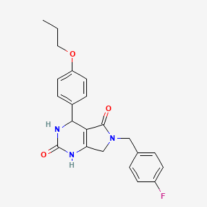 molecular formula C22H22FN3O3 B2360937 6-(4-fluorobenzyl)-4-(4-propoxyphenyl)-3,4,6,7-tetrahydro-1H-pyrrolo[3,4-d]pyrimidine-2,5-dione CAS No. 946373-37-1