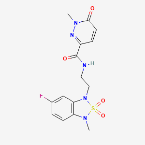 molecular formula C15H16FN5O4S B2360939 N-(2-(6-氟-3-甲基-2,2-二氧化苯并[c][1,2,5]噻二唑-1(3H)-基)乙基)-1-甲基-6-氧代-1,6-二氢哒嗪-3-甲酰胺 CAS No. 2034334-76-2