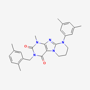 molecular formula C26H29N5O2 B2360942 9-(3,5-dimethylphenyl)-3-[(2,5-dimethylphenyl)methyl]-1-methyl-7,8-dihydro-6H-purino[7,8-a]pyrimidine-2,4-dione CAS No. 848735-84-2