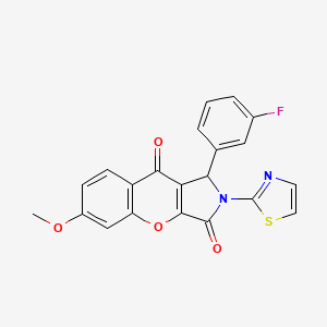 molecular formula C21H13FN2O4S B2360952 1-(3-Fluorophenyl)-6-methoxy-2-(thiazol-2-yl)-1,2-dihydrochromeno[2,3-c]pyrrole-3,9-dione CAS No. 886170-50-9