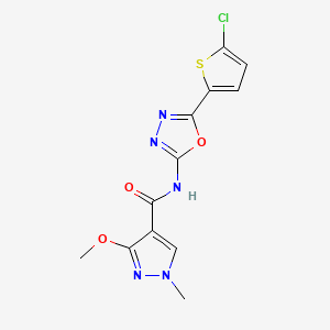 molecular formula C12H10ClN5O3S B2360958 N-(5-(5-氯噻吩-2-基)-1,3,4-噁二唑-2-基)-3-甲氧基-1-甲基-1H-吡唑-4-甲酰胺 CAS No. 1203315-92-7