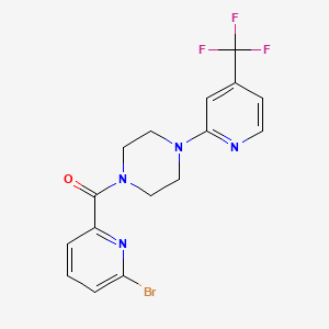 molecular formula C16H14BrF3N4O B2360978 1-(6-Bromopyridine-2-carbonyl)-4-[4-(trifluoromethyl)pyridin-2-yl]piperazine CAS No. 1808425-09-3