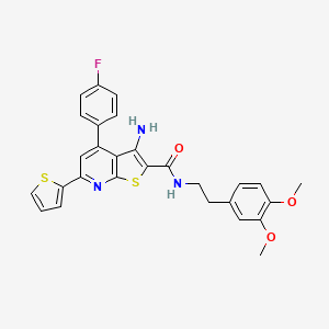molecular formula C28H24FN3O3S2 B2360979 3-氨基-N-(3,4-二甲氧基苯乙基)-4-(4-氟苯基)-6-(噻吩-2-基)噻吩并[2,3-b]吡啶-2-甲酰胺 CAS No. 835911-58-5
