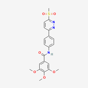 molecular formula C21H21N3O6S B2360981 3,4,5-trimethoxy-N-(4-(6-(methylsulfonyl)pyridazin-3-yl)phenyl)benzamide CAS No. 941947-11-1