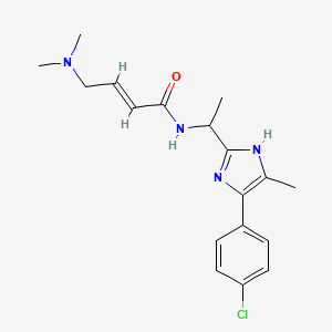 molecular formula C18H23ClN4O B2360982 (E)-N-[1-[4-(4-Chlorophenyl)-5-methyl-1H-imidazol-2-yl]ethyl]-4-(dimethylamino)but-2-enamide CAS No. 2411323-97-0