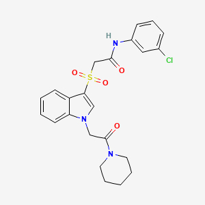 molecular formula C23H24ClN3O4S B2361000 N-(3-氯苯基)-2-((1-(2-氧代-2-(哌啶-1-基)乙基)-1H-吲哚-3-基)磺酰)乙酰胺 CAS No. 878056-65-6