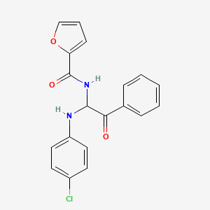 molecular formula C19H15ClN2O3 B2361004 N-{1-[(4-chlorophenyl)amino]-2-oxo-2-phenylethyl}furan-2-carboxamide CAS No. 301359-27-3