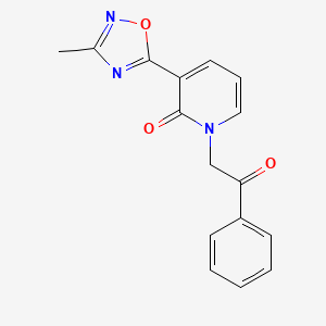 molecular formula C16H13N3O3 B2361006 3-(3-methyl-1,2,4-oxadiazol-5-yl)-1-(2-oxo-2-phenylethyl)pyridin-2(1H)-one CAS No. 1421583-50-7