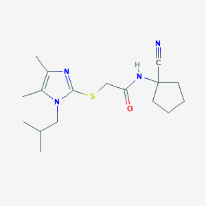 molecular formula C17H26N4OS B2361012 N-(1-氰基环戊基)-2-[4,5-二甲基-1-(2-甲基丙基)咪唑-2-基]硫代乙酰胺 CAS No. 875618-96-5