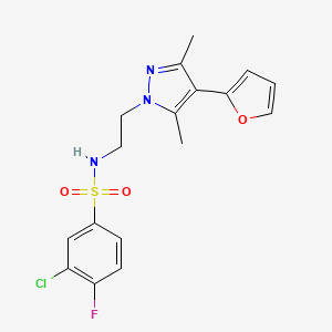 3-chloro-4-fluoro-N-(2-(4-(furan-2-yl)-3,5-dimethyl-1H-pyrazol-1-yl)ethyl)benzenesulfonamide