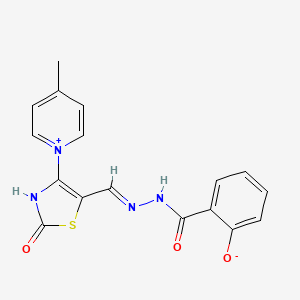 (E)-5-((2-(2-hydroxybenzoyl)hydrazono)methyl)-4-(4-methylpyridin-1-ium-1-yl)-2-oxothiazol-3-ide