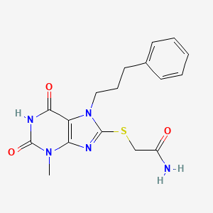 molecular formula C17H19N5O3S B2361025 2-((3-methyl-2,6-dioxo-7-(3-phenylpropyl)-2,3,6,7-tetrahydro-1H-purin-8-yl)thio)acetamide CAS No. 326918-90-5
