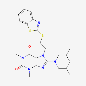 molecular formula C23H28N6O2S2 B2361027 7-(2-(苯并[d]噻唑-2-基硫代)乙基)-8-(3,5-二甲基哌啶-1-基)-1,3-二甲基-1H-嘌呤-2,6(3H,7H)-二酮 CAS No. 685860-69-9