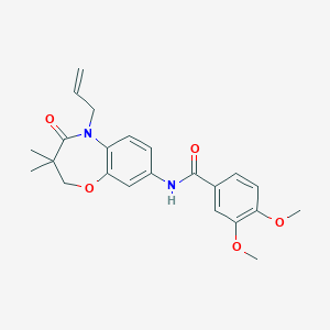 molecular formula C23H26N2O5 B2361031 N-(5-allyl-3,3-dimethyl-4-oxo-2,3,4,5-tetrahydrobenzo[b][1,4]oxazepin-8-yl)-3,4-dimethoxybenzamide CAS No. 921565-43-7