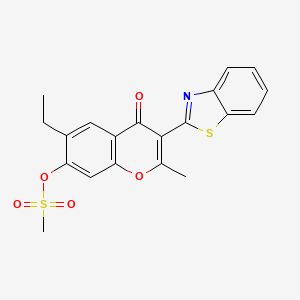 molecular formula C20H17NO5S2 B2361032 3-(苯并[d]噻唑-2-基)-6-乙基-2-甲基-4-氧代-4H-色满-7-基甲磺酸盐 CAS No. 299950-47-3