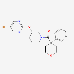 molecular formula C21H24BrN3O3 B2361043 (3-((5-bromopyrimidin-2-yl)oxy)piperidin-1-yl)(4-phenyltetrahydro-2H-pyran-4-yl)methanone CAS No. 2034579-09-2