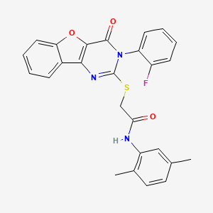 molecular formula C26H20FN3O3S B2361048 N-(2,5-二甲基苯基)-2-[[3-(2-氟苯基)-4-氧代-[1]苯并呋喃[3,2-d]嘧啶-2-基]硫烷基]乙酰胺 CAS No. 872207-87-9