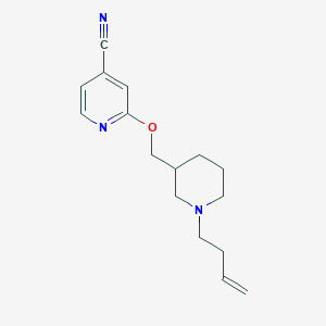 molecular formula C16H21N3O B2361059 2-[(1-But-3-enylpiperidin-3-yl)methoxy]pyridine-4-carbonitrile CAS No. 2380042-67-9