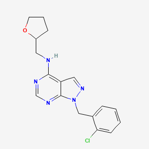 molecular formula C17H18ClN5O B2361078 1-(2-chlorobenzyl)-N-((tetrahydrofuran-2-yl)methyl)-1H-pyrazolo[3,4-d]pyrimidin-4-amine CAS No. 924828-42-2
