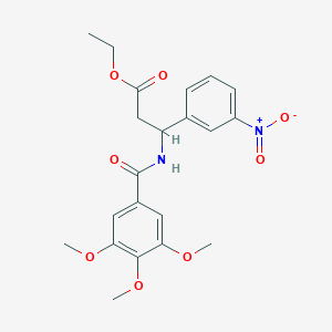 molecular formula C21H24N2O8 B2361080 3-(3-硝基苯基)-3-[(3,4,5-三甲氧基苯甲酰基)氨基]丙酸乙酯 CAS No. 681841-36-1