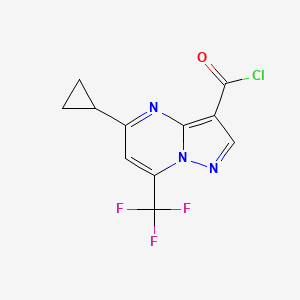 molecular formula C11H7ClF3N3O B2361085 5-Cyclopropyl-7-(trifluoromethyl)pyrazolo[1,5-a]pyrimidine-3-carbonyl chloride CAS No. 861452-41-7