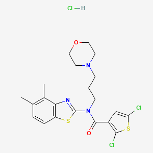 molecular formula C21H24Cl3N3O2S2 B2361090 2,5-二氯-N-(4,5-二甲基苯并[d]噻唑-2-基)-N-(3-吗啉丙基)噻吩-3-甲酰胺盐酸盐 CAS No. 1329906-84-4