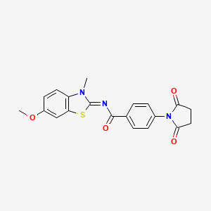 molecular formula C20H17N3O4S B2361099 (E)-4-(2,5-dioxopyrrolidin-1-yl)-N-(6-methoxy-3-methylbenzo[d]thiazol-2(3H)-ylidene)benzamide CAS No. 681232-17-7