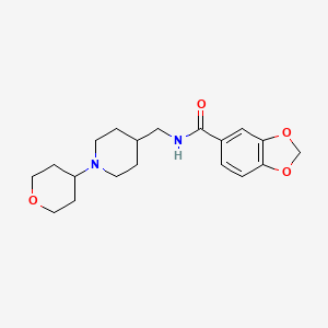 molecular formula C19H26N2O4 B2361103 N-((1-(tetrahydro-2H-pyran-4-yl)piperidin-4-yl)methyl)benzo[d][1,3]dioxole-5-carboxamide CAS No. 2034570-85-7