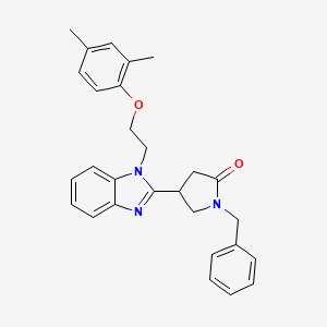 molecular formula C28H29N3O2 B2361146 1-benzyl-4-(1-(2-(2,4-dimethylphenoxy)ethyl)-1H-benzo[d]imidazol-2-yl)pyrrolidin-2-one CAS No. 887347-75-3