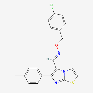 molecular formula C20H16ClN3OS B2361150 6-(4-メチルフェニル)イミダゾ[2,1-b][1,3]チアゾール-5-カルバルデヒド O-(4-クロロベンジル)オキシム CAS No. 861212-98-8