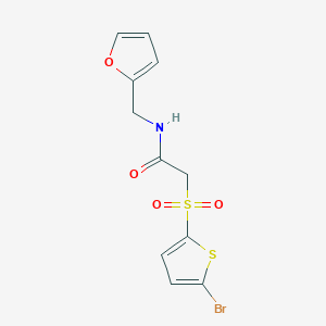 molecular formula C11H10BrNO4S2 B2361165 2-((5-溴噻吩-2-基)磺酰基)-N-(呋喃-2-基甲基)乙酰胺 CAS No. 1020971-01-0
