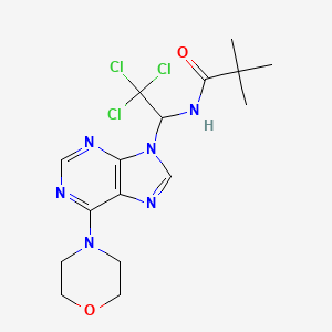 molecular formula C16H21Cl3N6O2 B2361169 2,2-dimethyl-N-{2,2,2-trichloro-1-[6-(morpholin-4-yl)-9H-purin-9-yl]ethyl}propanamide CAS No. 393837-64-4