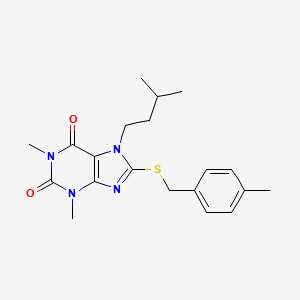 molecular formula C20H26N4O2S B2361179 7-isopentyl-1,3-dimethyl-8-((4-methylbenzyl)thio)-1H-purine-2,6(3H,7H)-dione CAS No. 376625-24-0