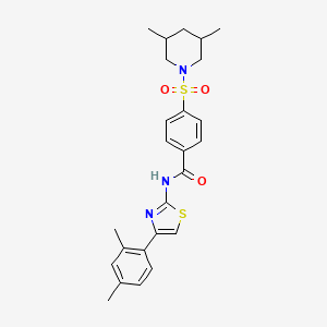 molecular formula C25H29N3O3S2 B2361180 N-(4-(2,4-dimethylphenyl)thiazol-2-yl)-4-((3,5-dimethylpiperidin-1-yl)sulfonyl)benzamide CAS No. 361167-45-5