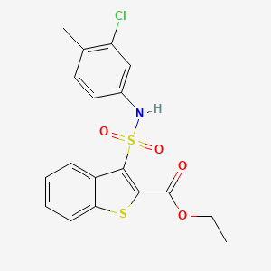 molecular formula C18H16ClNO4S2 B2361181 3-[(3-氯-4-甲基苯基)磺酰基]-1-苯并噻吩-2-甲酸乙酯 CAS No. 932303-41-8