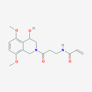 B2361182 N-[3-(4-Hydroxy-5,8-dimethoxy-3,4-dihydro-1H-isoquinolin-2-yl)-3-oxopropyl]prop-2-enamide CAS No. 2361895-65-8