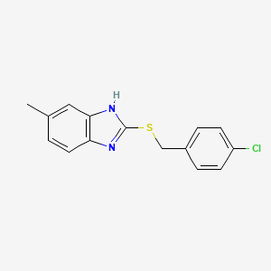 molecular formula C15H13ClN2S B2361203 2-(4-Chloro-benzylsulfanyl)-5-methyl-1H-benzoimidazole CAS No. 333771-43-0