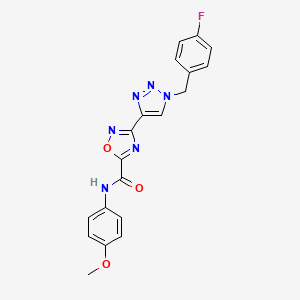 molecular formula C19H15FN6O3 B2361207 3-[1-(4-fluorobenzyl)-1H-1,2,3-triazol-4-yl]-N~5~-(4-methoxyphenyl)-1,2,4-oxadiazole-5-carboxamide CAS No. 1251619-63-2