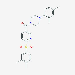 molecular formula C26H29N3O3S B2361213 (4-(2,4-Dimethylphenyl)piperazin-1-yl)(6-((3,4-dimethylphenyl)sulfonyl)pyridin-3-yl)methanone CAS No. 1286712-91-1
