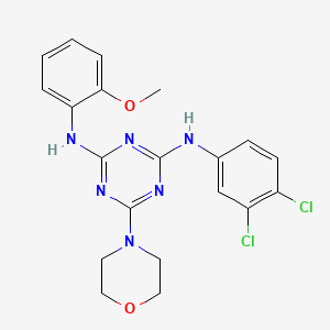 molecular formula C20H20Cl2N6O2 B2361217 N-(3,4-二氯苯基)-N'-(2-甲氧基苯基)-6-(吗啉-4-基)-1,3,5-三嗪-2,4-二胺 CAS No. 898650-39-0