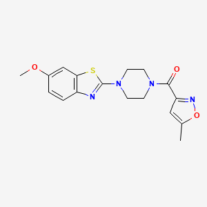 molecular formula C17H18N4O3S B2361218 (4-(6-Methoxybenzo[d]thiazol-2-yl)piperazin-1-yl)(5-methylisoxazol-3-yl)methanone CAS No. 946274-51-7