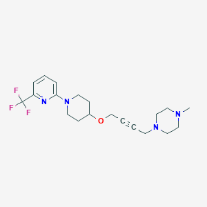 molecular formula C20H27F3N4O B2361219 1-Methyl-4-[4-[1-[6-(trifluoromethyl)pyridin-2-yl]piperidin-4-yl]oxybut-2-ynyl]piperazine CAS No. 2415632-75-4