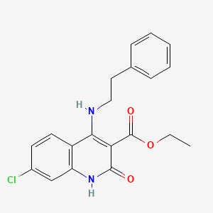 molecular formula C20H19ClN2O3 B2361220 Ethyl 7-chloro-2-oxo-4-(phenethylamino)-1,2-dihydroquinoline-3-carboxylate CAS No. 1189477-30-2