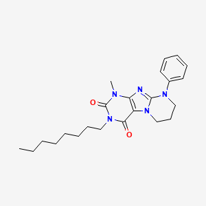 molecular formula C23H31N5O2 B2361232 1-甲基-3-辛基-9-苯基-7,8-二氢-6H-嘌呤[7,8-a]嘧啶-2,4-二酮 CAS No. 300587-56-8