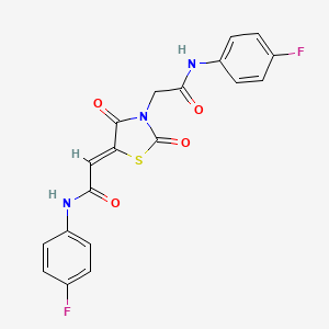 molecular formula C19H13F2N3O4S B2361239 (Z)-N-(4-fluorophenyl)-2-(3-(2-((4-fluorophenyl)amino)-2-oxoethyl)-2,4-dioxothiazolidin-5-ylidene)acetamide CAS No. 867041-20-1