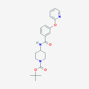 molecular formula C22H27N3O4 B2361240 叔丁基 4-(3-(吡啶-2-基氧基)苯甲酰胺)哌啶-1-羧酸酯 CAS No. 1796949-70-6