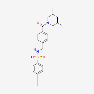 molecular formula C25H34N2O3S B2361241 4-叔丁基-N-[[4-(3,5-二甲基哌啶-1-羰基)苯基]甲基]苯磺酰胺 CAS No. 727689-23-8