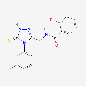 molecular formula C17H15FN4OS B2361255 2-fluoro-N-[[4-(3-methylphenyl)-5-sulfanylidene-1H-1,2,4-triazol-3-yl]methyl]benzamide CAS No. 391886-38-7