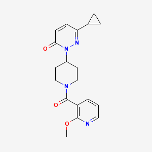 molecular formula C19H22N4O3 B2361257 6-Cyclopropyl-2-[1-(2-methoxypyridine-3-carbonyl)piperidin-4-yl]pyridazin-3-one CAS No. 2319808-85-8